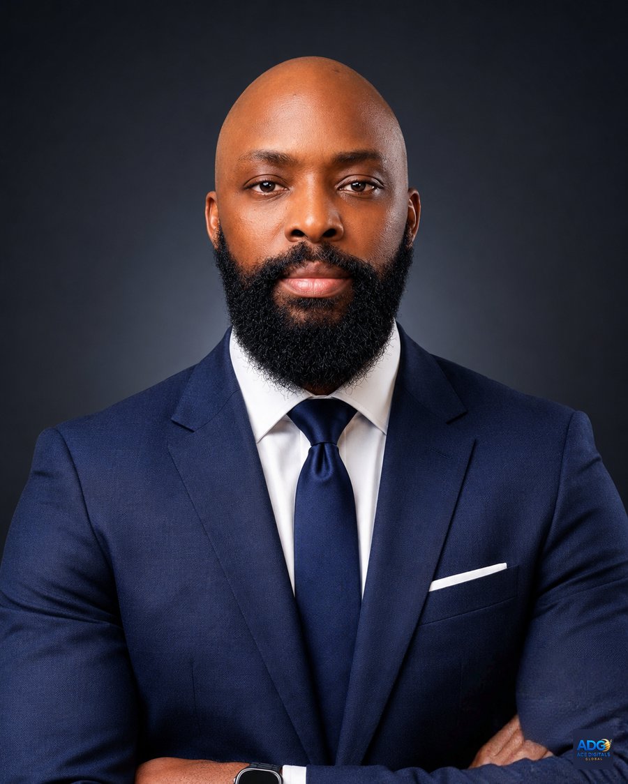 Uchenna Richard, founder of Ace Digitals Global, in a navy suit